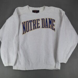 VTG Notre Dame Galt Sand Crewneck Sweatshirt‎ Mens Large White Big Logo Relaxed